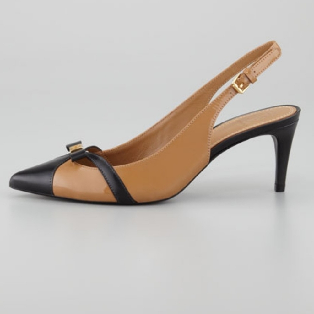 Samara Pointed-Toe Slingback Ballet Patent Calf